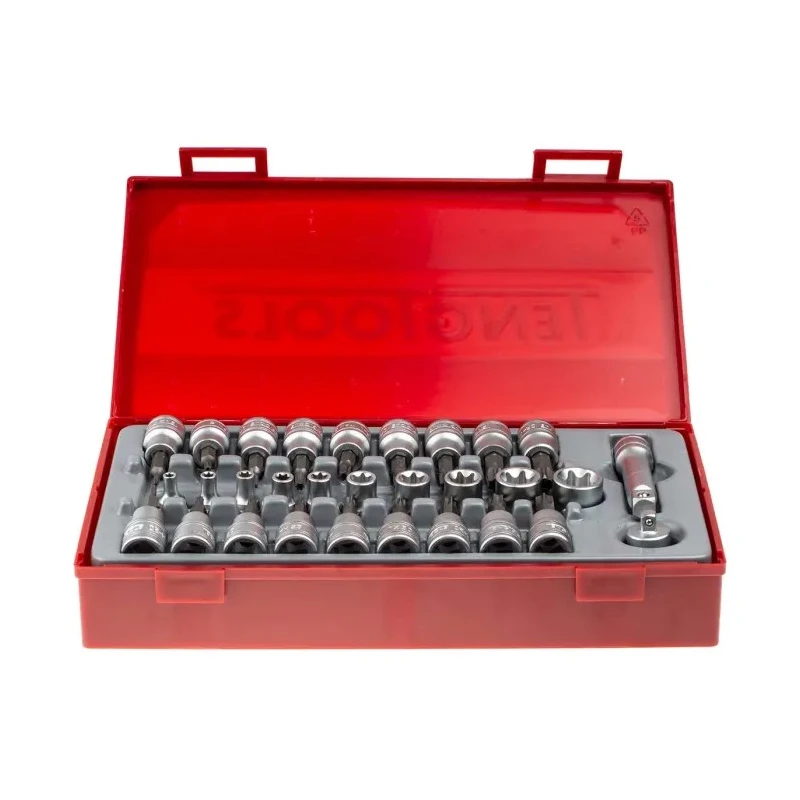 Teng Tools 30-Piece 3/8 in Bit Socket Set Chrome Vanadium Steel Hex Drive Satin Finish TTTX30