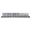 Teng Tools 12-Piece 1/4 in Drive 6 Point Socket Set Chrome Vanadium Steel Satin Finish M1412