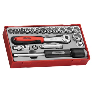 Teng Tools 19-Piece 3/8 inch Hexagon Socket Set with 72 Teeth Quick Release Ratchet TT3819