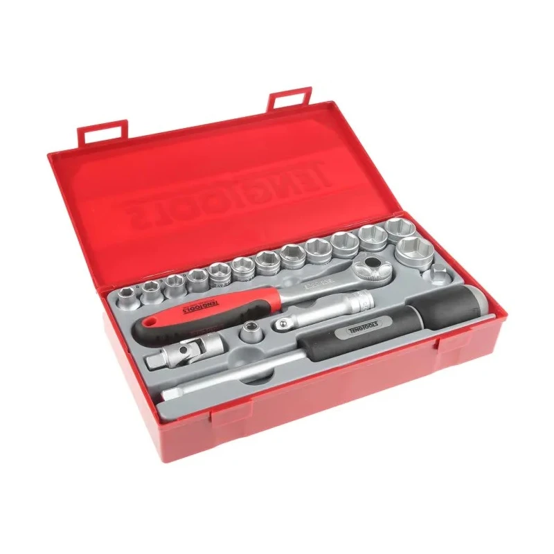 Teng Tools 19-Piece 3/8 inch Hexagon Socket Set with 72 Teeth Quick Release Ratchet TT3819