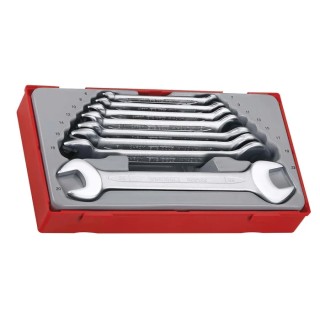 Teng Tools 8-Piece Open End Spanner Set, 6 To 22 mm, Chrome Vanadium Steel, Satin Finish TT6208
