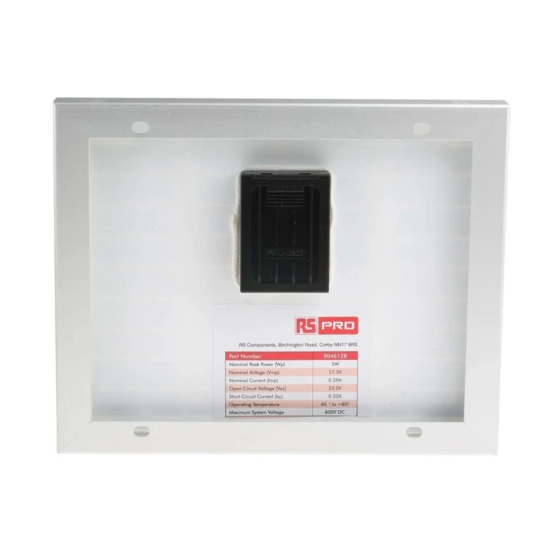 RS PRO Surface Mount 5 W Polycrystalline Solar Panel 22V, 35Ah Battery Support 904-6128