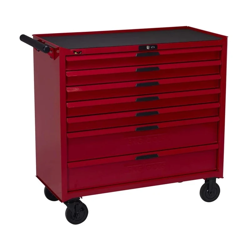 Teng Tools 7 Drawer Wheeled Steel Tool Trolley Red, 550mm Length, 1.07m Width, 950mm Height TCW207N