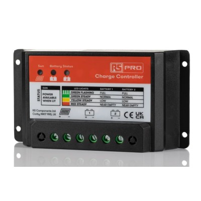 RS PRO 24 V Solar Charge Controller 10 A PWM Dual Battery Charger 12/24V Automatic 135x70x35 mm 905-4532