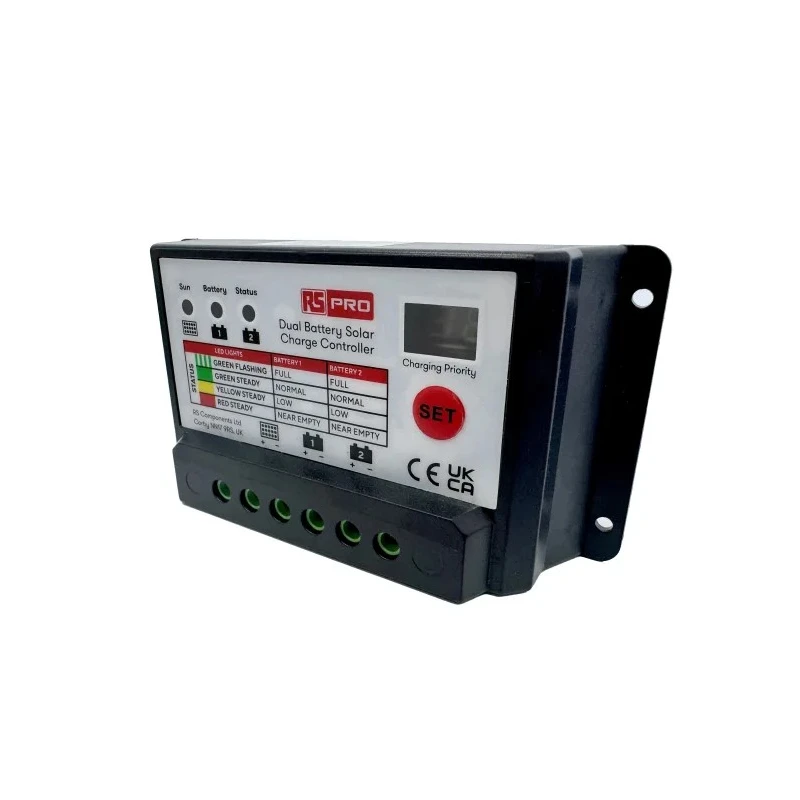RS PRO 24 V Solar Charge Controller Dual Battery PWM 20A Current 135x70x35mm 905-4536