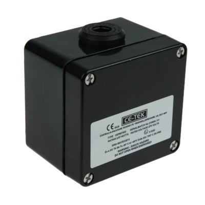 CE-TEK CEP Series Black Polyester Junction Box, IP66, 5 Terminals, ATEX Certified, ABS 80 mm x 75 mm x 55 mm CEP807555PA