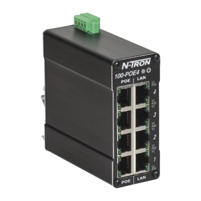 N-Tron Industrial 4-Port Ethernet Switch POE Injector 49V Input 48V Output 100Mbps 100-POE4
