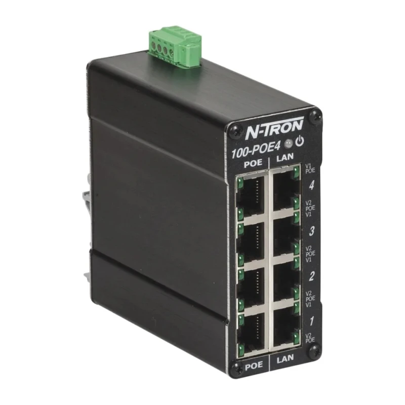 N-Tron Industrial 4-Port Ethernet Switch POE Injector 49V Input 48V Output 100Mbps 100-POE4
