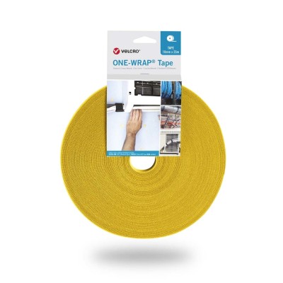 VELCRO® Yellow Hook & Loop Tape, 10mm Width x 25m Length, Polypropylene Polyamide Material, Max Operating VEL-OW64104