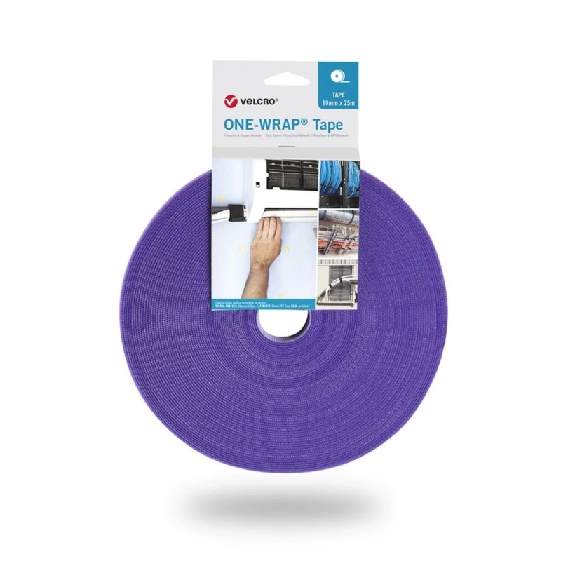 VELCRO® Purple Hook & Loop Tape, 10mm Width, 25m Length, 2.35mm Thickness VEL-OW64107