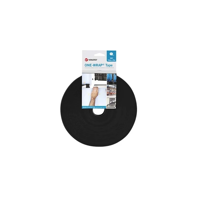 Velcro Black Hook & Loop Tape 16mm Width x 25m Length Polypropylene Polyamide 2.35mm Thickness VEL-OW64127