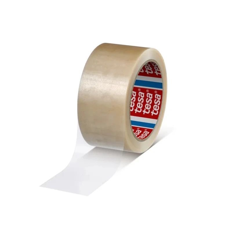 Tesa Transparent Packing Tape, 66 m Length x 50 mm Width, Natural Rubber Adhesive, Model 04120-00008-00