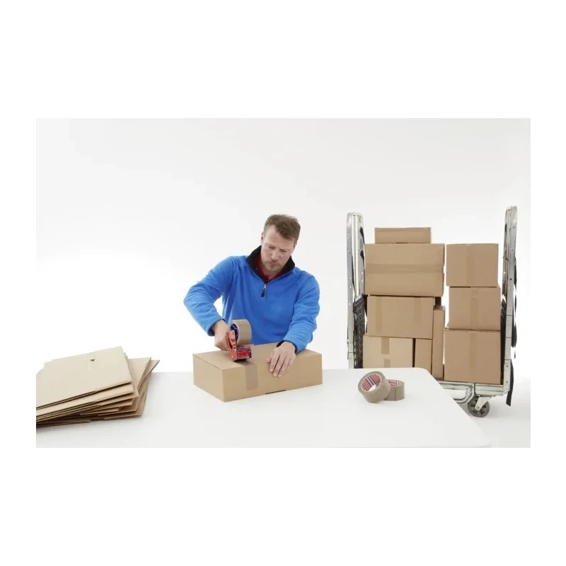 Tesa Brown 4120 Packing Tape, Polyvinyl Chloride Backing, 50mm Width x 66m Length, 49mm Thickness 04120-00042-00