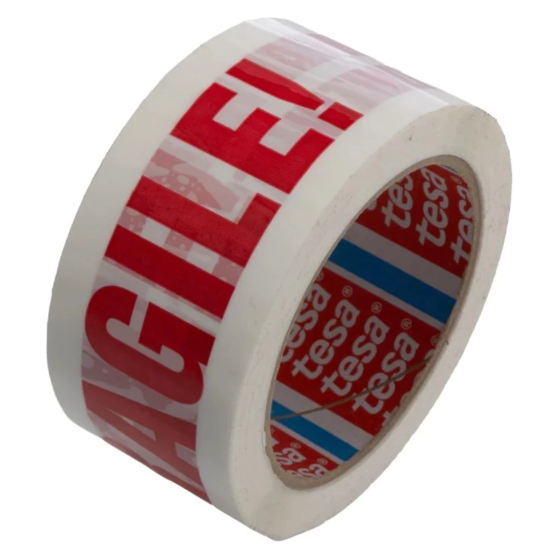 Tesa Red White PVC Backing Packing Tape 66m Length x 50mm Width 06120-00105-01
