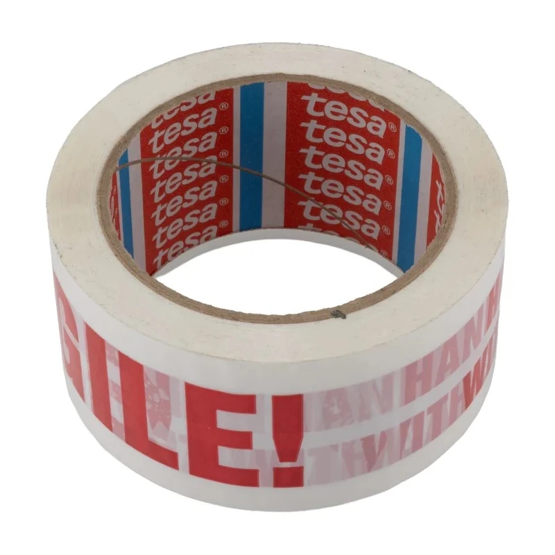Tesa Red White PVC Backing Packing Tape 66m Length x 50mm Width 06120-00105-01