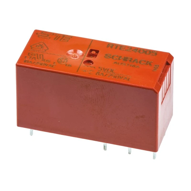 TE Connectivity RT2 Series PCB Power Relay 5V DC Coil 8A Switching Current DPDT RTE24005