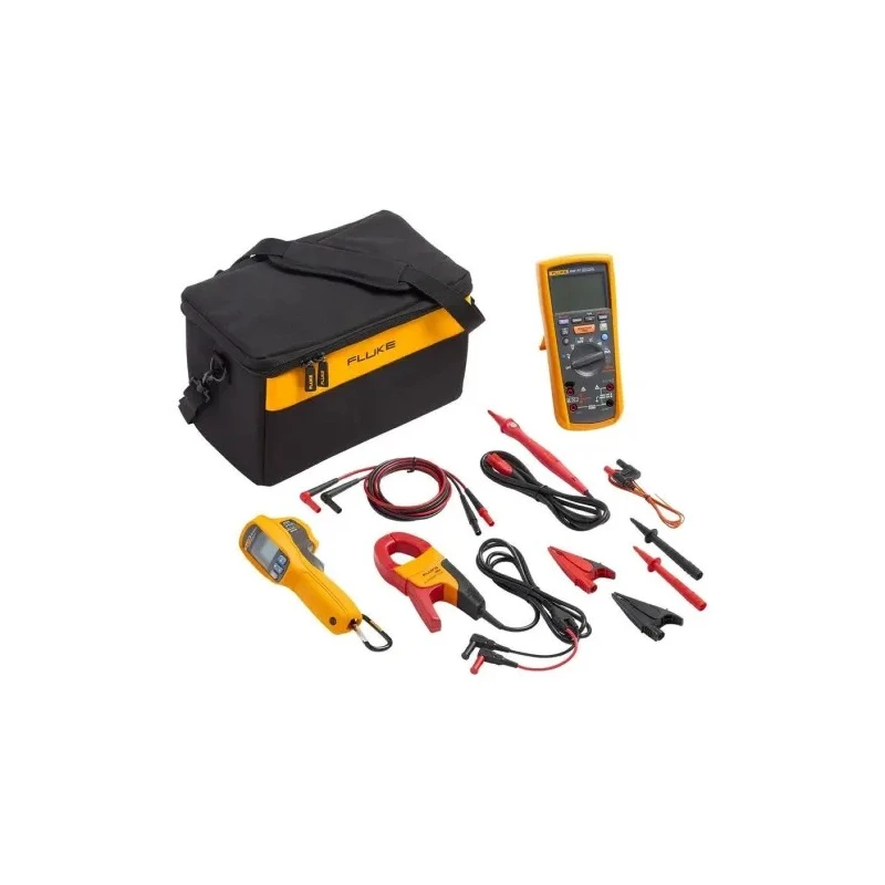 Fluke Electrical Test Multimeter Kit with AC Clamp Meter, Infrared Thermometer, Test Leads, Case 1587K1T62MAXFC