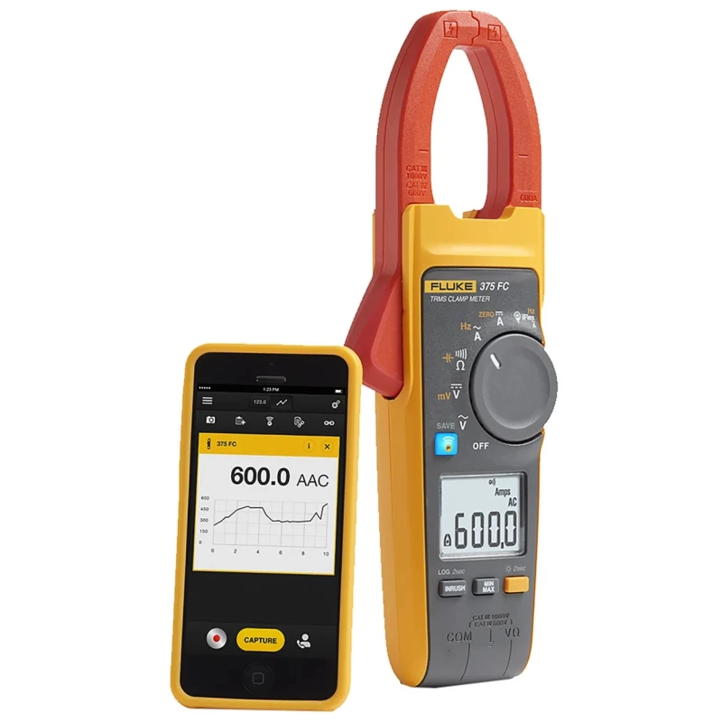 Fluke 375 FC AC/DC Clamp Meter, 600 A DC, 2.5 kA AC, 600 V DC, 1000 V AC with Non-Contact Voltage Detector FLUKE-375 FC
