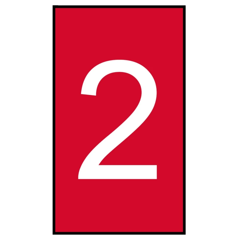 HellermannTyton Ovalgrip Slide-On Cable Marker, White, Pre-printed "2", 6.3mm Cable Red, 1.8mm Cable 901-10645 906-4757-RD