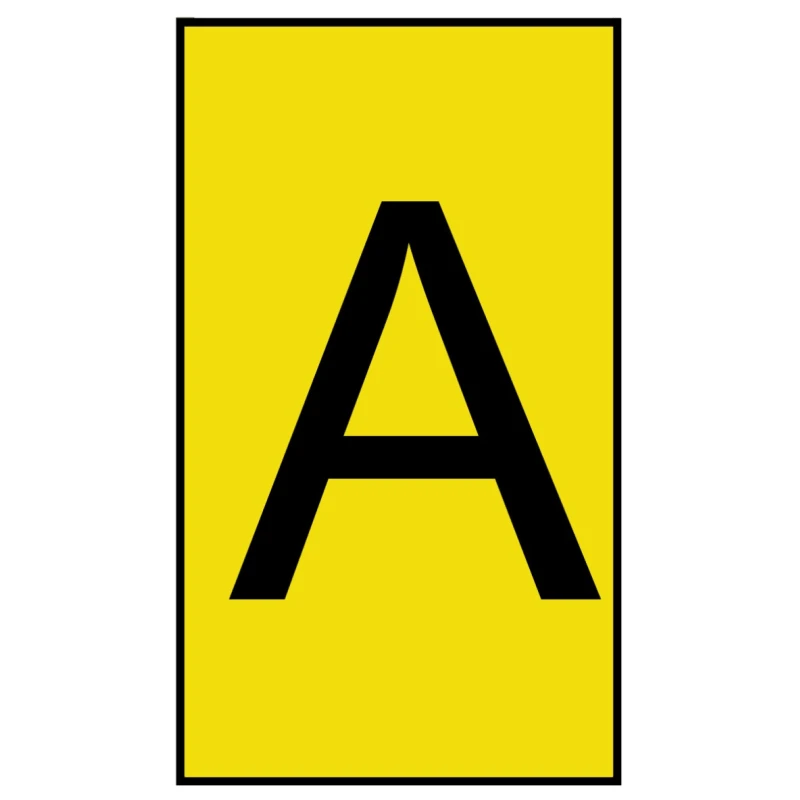 HellermannTyton Ovalgrip Slide-On Pre-Printed Cable Marker, Black Legend 'A', Yellow Marker, 3.6 mm 901-10654 906-4826-YE