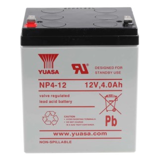 Yuasa Sealed Lead Acid Battery 12 V, 4 Ah, Faston Terminals, VRLA AGM Construction NP4-12