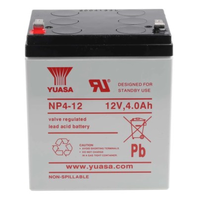 Yuasa Sealed Lead Acid Battery 12 V, 4 Ah, Faston Terminals, VRLA AGM Construction NP4-12