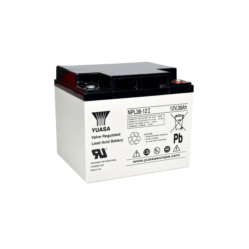 Yuasa 12 V Sealed Lead Acid Battery 38 Ah AGM Valve Regulated Rechargeable NPL38-12
