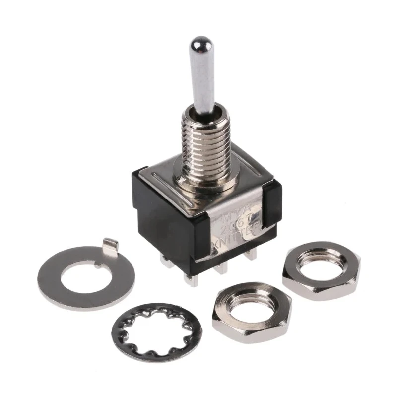 KNITTER-SWITCH Toggle Switch Panel Mount On-Off-On DPDT Solder Terminal 30 V dc 250 V ac MTA 206 T