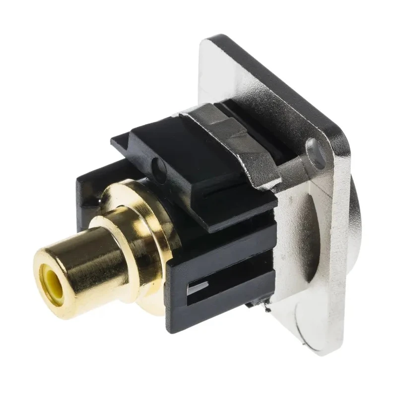 RS PRO Yellow Straight Panel RCA Socket Nickel Plated 907-5674