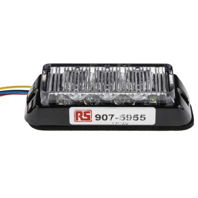 RS PRO Amber Flashing Warning Light 24V DC, LED Bulb, Surface Mount, IP67 907-5955