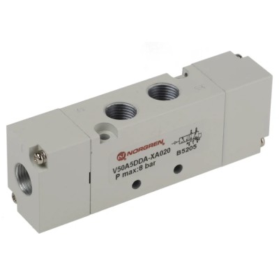 RS PRO Pneumatic Solenoid Valve G 1/8, 5 Port, 5/2 Valve Function, Die Cast Aluminium Body, 8 bar Max Pressure 907-6407