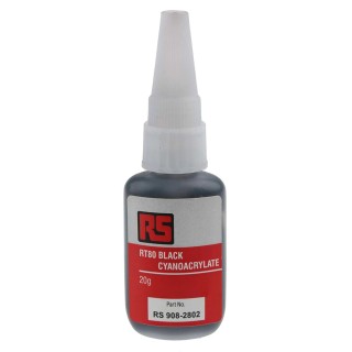 RS PRO Super Glue Black Cyanoacrylate Liquid Adhesive 20 g RT80