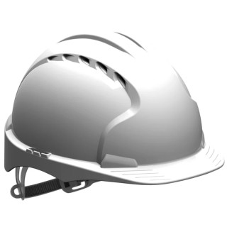 JSP White Industrial Safety Helmet Ventilated Adjustable Ratchet Suspension EVO3 