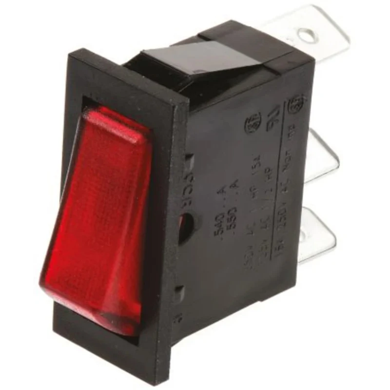 Marquardt Illuminated SPST On-Off Rocker Switch Panel 1830.0102, Red Actuator, Polyamide Housing, 10A, 250V AC 28V DC