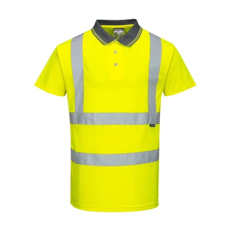 Portwest Hi Vis Polo Shirt Short Sleeve Yellow Unisex Size L EN ISO 20471 Certified S477YL