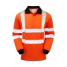 PULSAR Men's Long Sleeve Hi Vis Polo Shirt Orange Size 2XL PRARC21-2XL