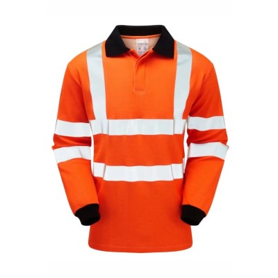 PULSAR Pulsar Orange Men's Hi Vis Polo Shirt Long Sleeve Size M IEC 61482-2:2009 Class 1, EN ISO 20471 PRARC21-M