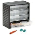 RS PRO Drawer Storage Unit 4, Polypropylene Case, Crystal Clear Polystyrene Drawers, 290 mm x 310 mm x 180 mm, Grey 909-6959