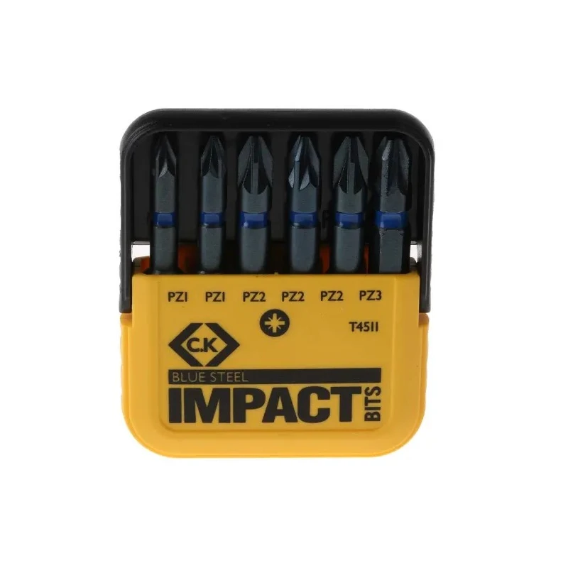 CK Pozidriv Impact Screwdriver Bit Set Steel PZ1, PZ2, PZ3 6 Pieces T4511