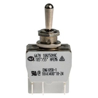 APEM Panel Mount Toggle Switch On-Off-On DPDT Solder Lug Terminal 250V AC 647H/2