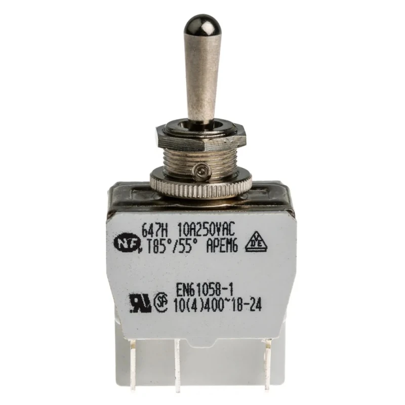 APEM Panel Mount Toggle Switch On-Off-On DPDT Solder Lug Terminal 250V AC 647H/2
