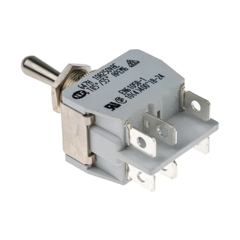 APEM Panel Mount Toggle Switch On-Off-On DPDT Solder Lug Terminal 250V AC 647H/2