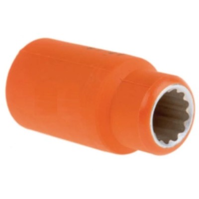 ITL Insulated Tools Ltd 1/2 in Drive 12 mm 12 Point Square VDE 1000V Approved Insulated Socket 50mm Overall Length 911-1411