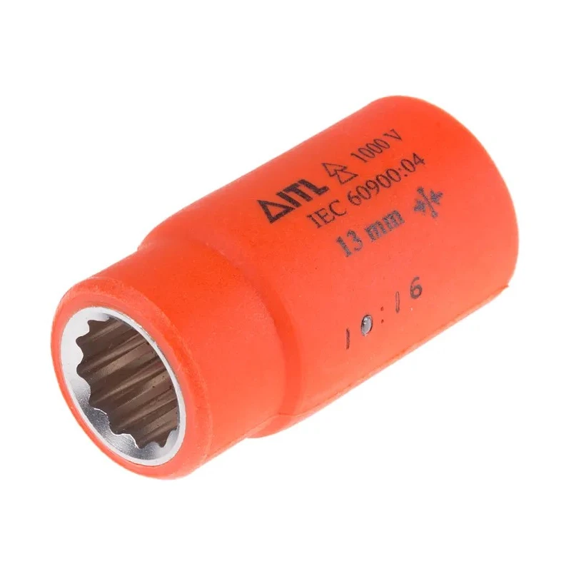 ITL Insulated Tools Ltd 1/2 in Drive 13 mm 12 Point Square VDE 1000V Approved Insulated Socket 50mm Overall Length 911-1415