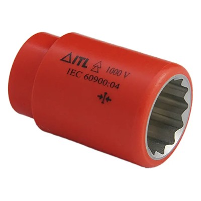 ITL Insulated Tools Ltd 1/2 in Drive 28 mm 12 Point Square Socket VDE 1000V Approved, 55mm Overall Length 911-1465
