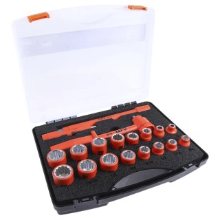 ITL Insulated Tools Ltd 19-Piece 1/2 in Drive Insulated Driver Socket Set Nylon 11 Material VDE/1000V Approved 911-1474