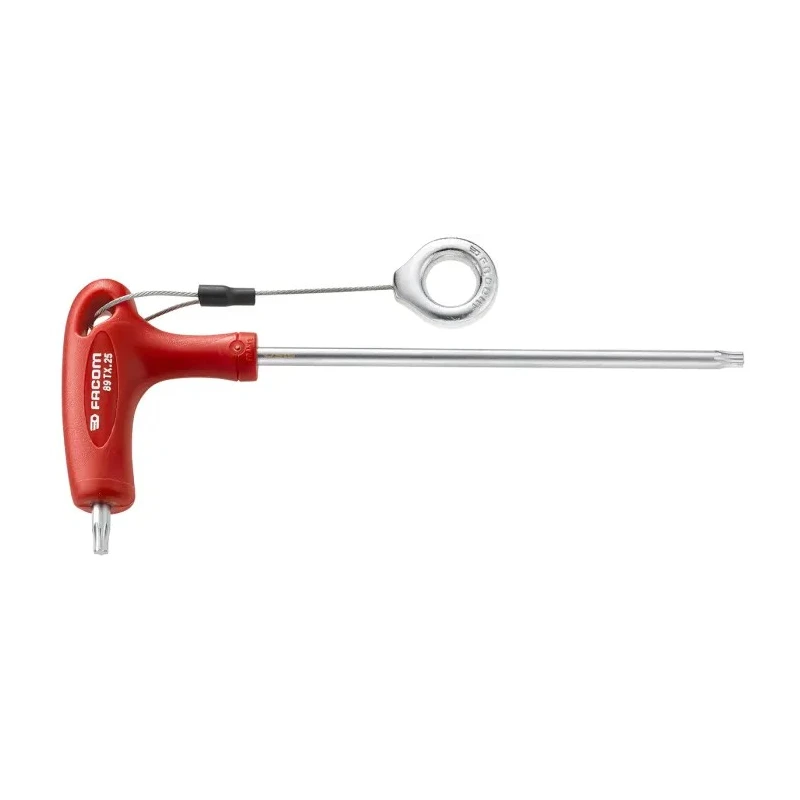 Facom Torx Key 1-Piece T Shape Long and Short Arm Chrome Finish 240mm 89TX.50SLS