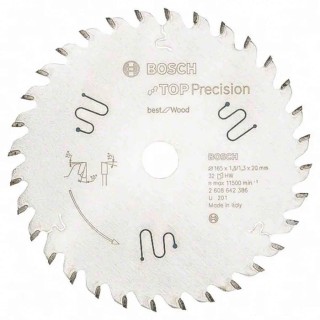 Bosch Circular Saw Blade Tungsten Carbide 165 mm Diameter 32 Teeth 1.8 mm Kerf Thickness 11500 rpm 2608902217