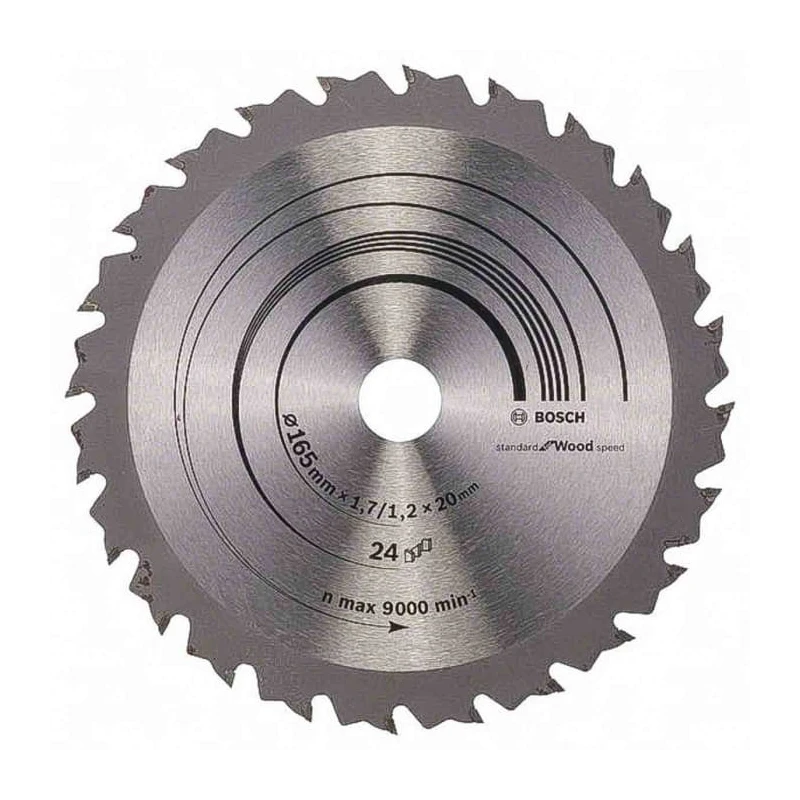 Bosch Circular Saw Blade 165 mm Diameter, 24 Teeth, Coarse Cut, Tungsten Carbide Blade 2608642601