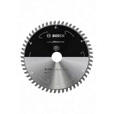 Bosch Circular Saw Blade 210 mm Diameter, 54 Teeth Per Inch, Tungsten Carbide, Fine Cut for Aluminium Copper Brass 2608837773